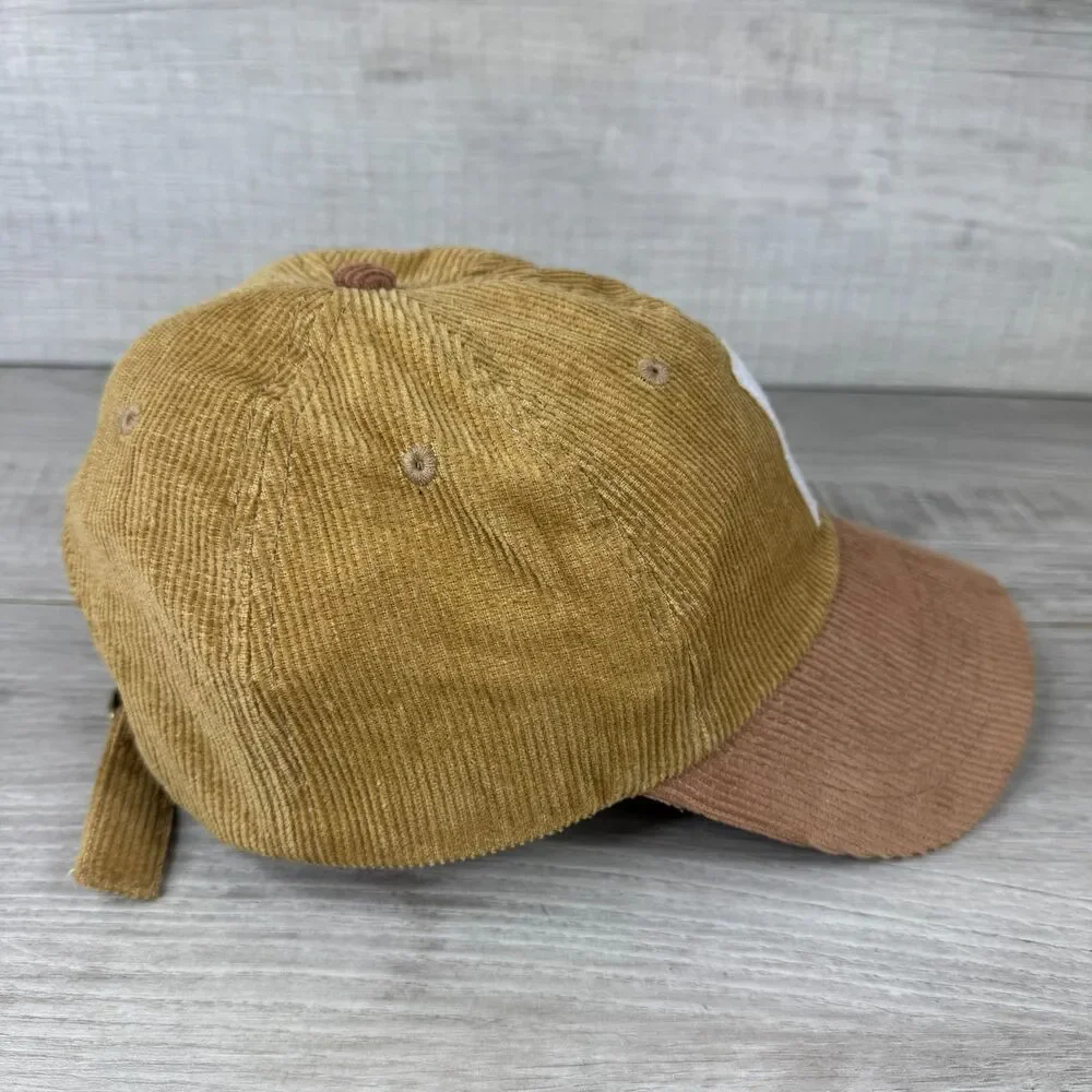 Mac Miller Faces Corduroy Cap Men Two-Tone Brown Cotton Adjustable Strapback Hat